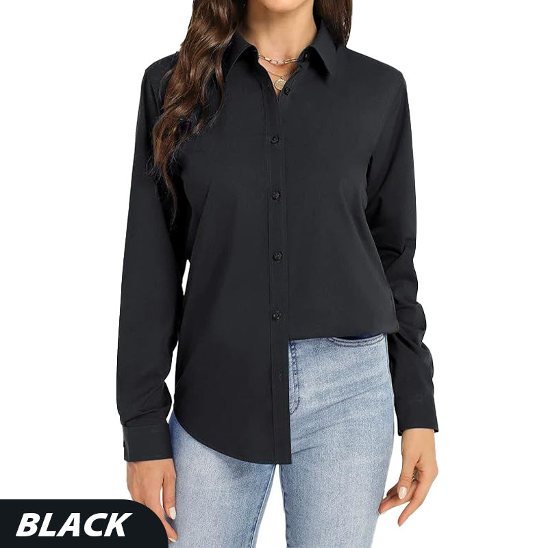 Loose Mid-Length Lapel Casual Long-Sleeved Shirt