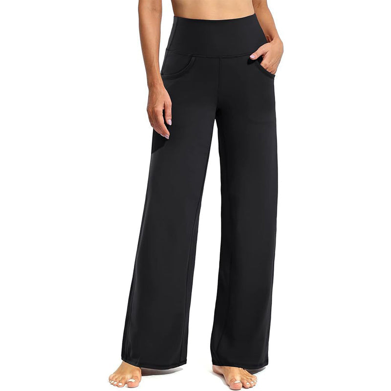 Women's Wide-Leg Stretch Yoga Lounge Pants with Pockets