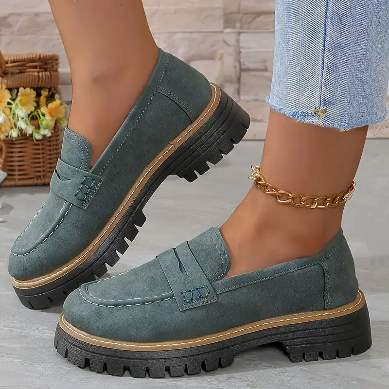 Comfortable chunky loafers for women with platform