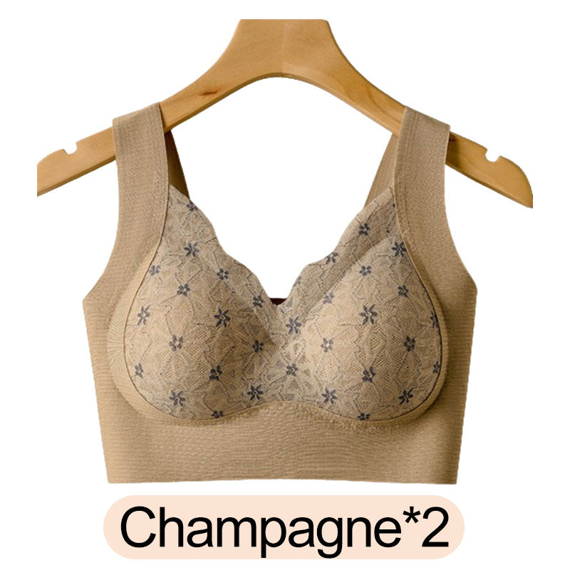 3D Lace Bra with Fixed Padding for Middle-Aged Women