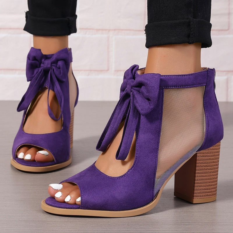 Women’s Bow Open-Toe Chunky Heel Sandals