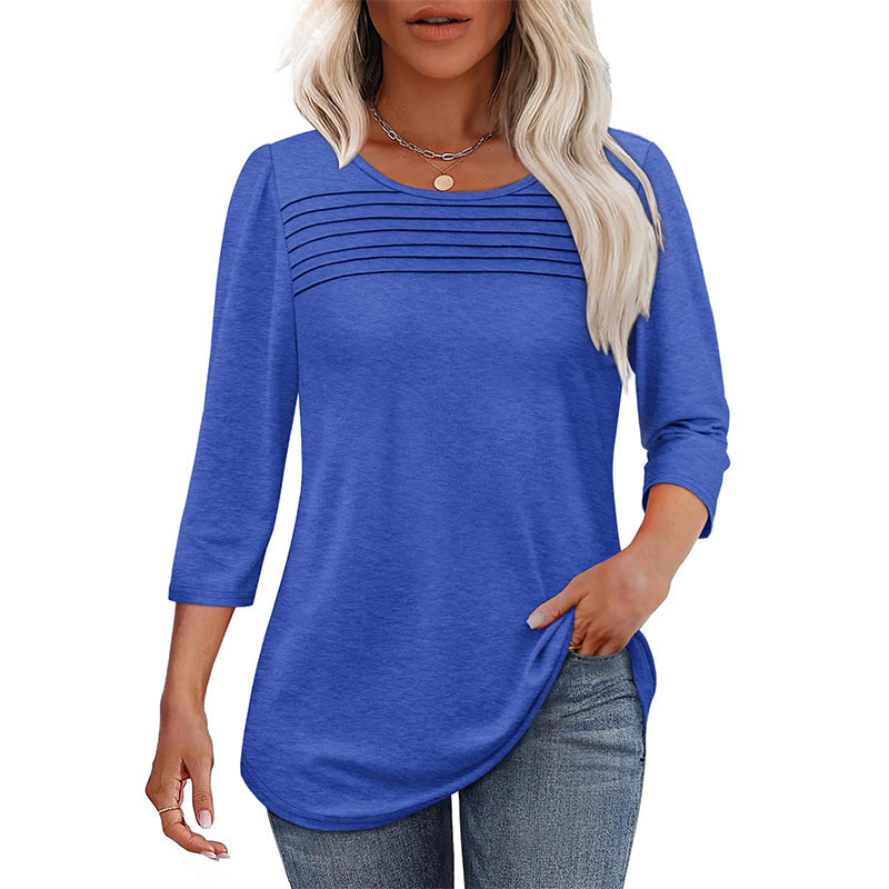 🌸Spring Specials🌸Women’s Pleated Detail 3/4 Sleeve Casual T-Shirt