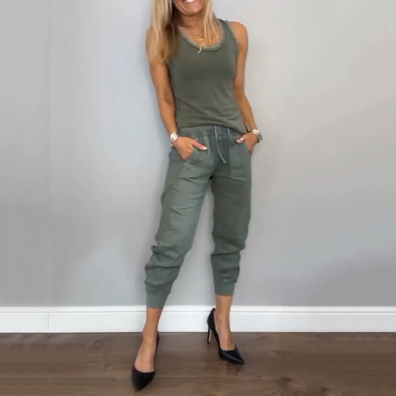 Women's Solid Color Casual Two-Piece Set