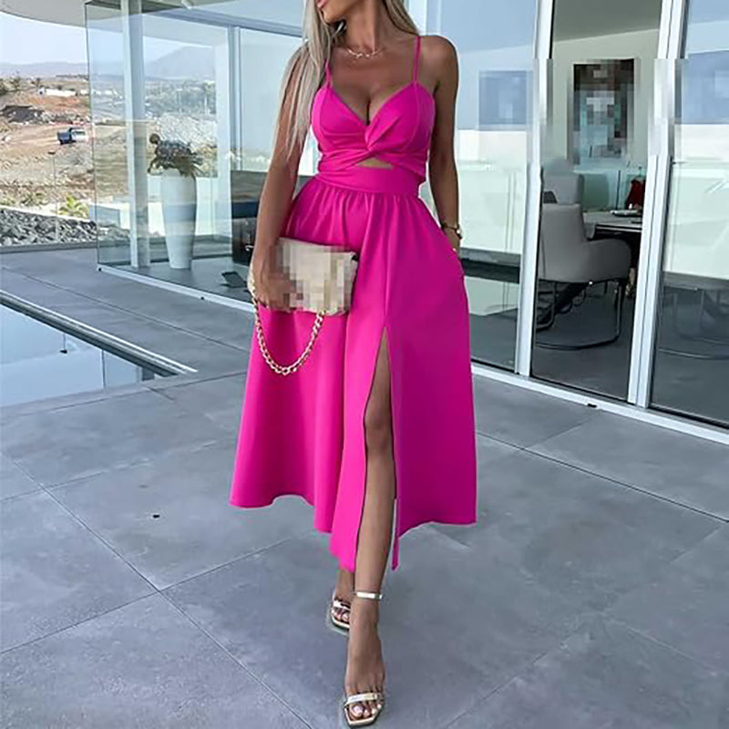 Women’s Spaghetti Straps High Slit Dress