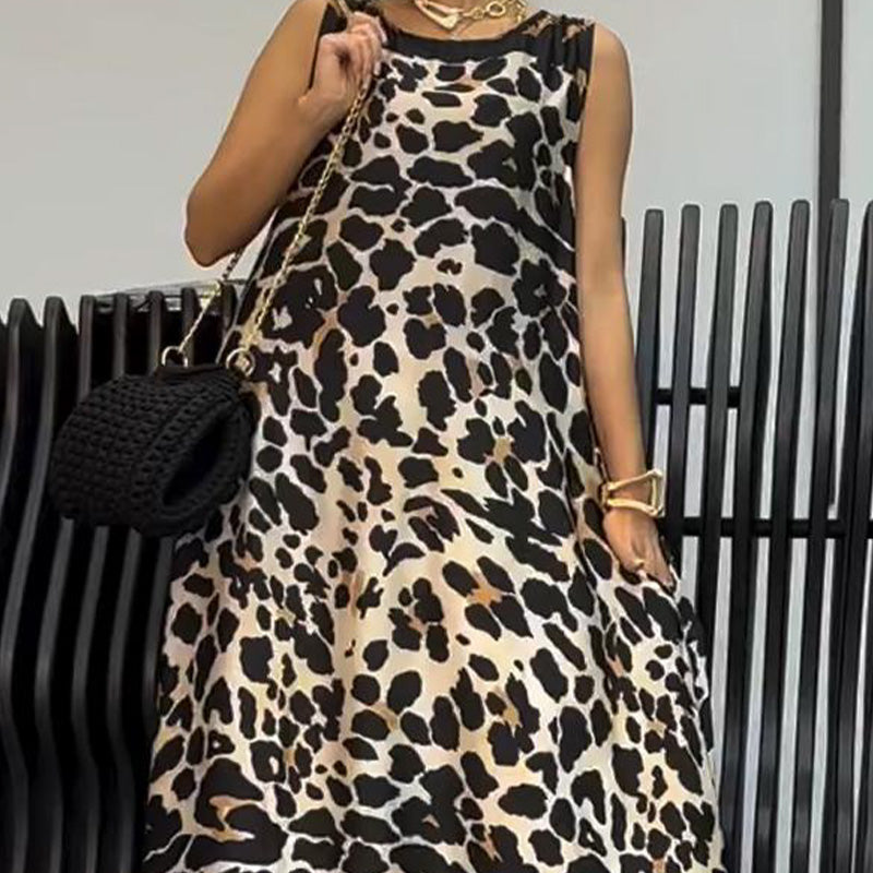 Women's Leopard Print Sleeveless Maxi Dress