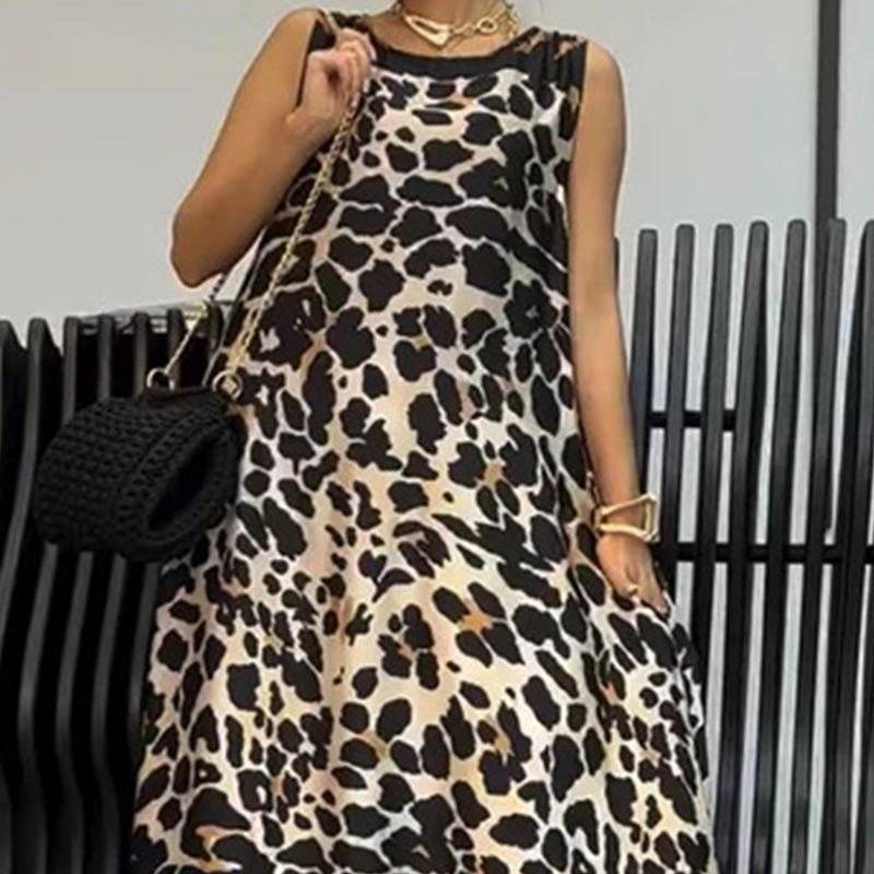 Women's Leopard Print Sleeveless Maxi Dress