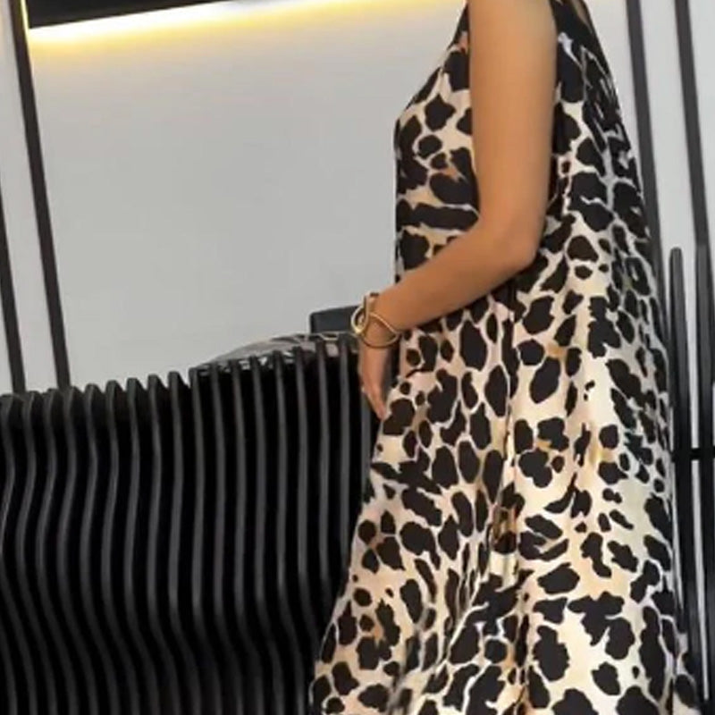 Women's Leopard Print Sleeveless Maxi Dress